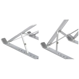 amazon basics Tabletop Laptop Stand, Ergonomic Adjustable & Ventilated Metal Riser Holder for Desk Fits Upto 15.6 Inch Laptops (Silver)