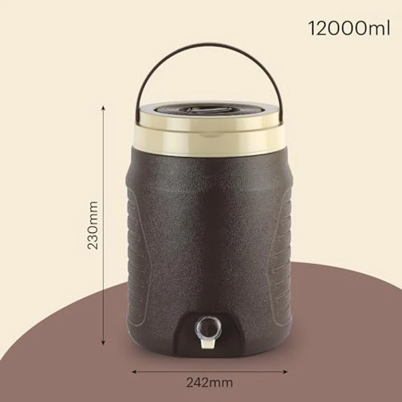 Cello Igloo 6L Insulated Water Jug, Stainless Steel Inner, Leak-Proof, Easy to Carry, Ideal for Travel, Picnic, Home, Office, Shop (Brown) Cello Igloo 6L Insulated Water Jug, Stainless Steel Inner, Leak-Proof, Easy to Carry, Ideal for Travel, Picnic, Home, Office, Shop (Brown)