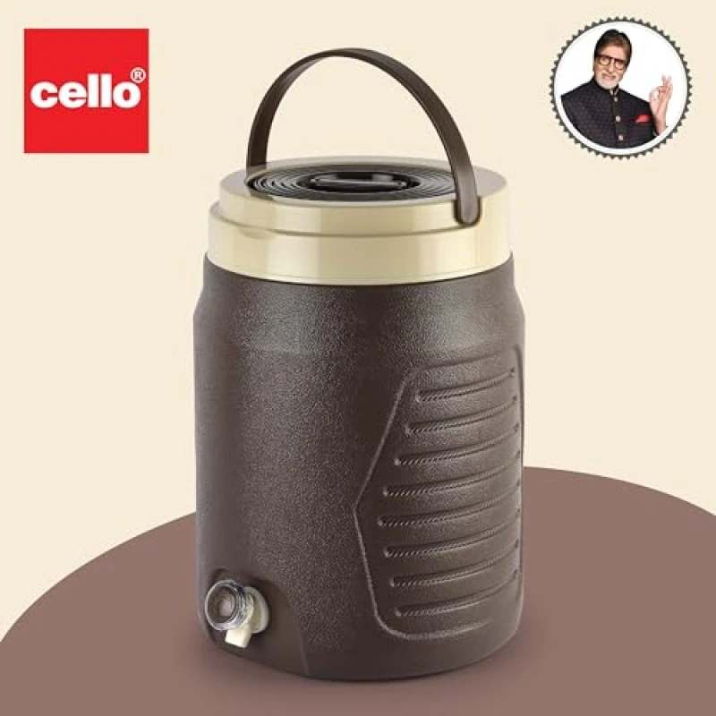 Cello Igloo 6L Insulated Water Jug, Stainless Steel Inner, Leak-Proof, Easy to Carry, Ideal for Travel, Picnic, Home, Office, Shop (Brown) Cello Igloo 6L Insulated Water Jug, Stainless Steel Inner, Leak-Proof, Easy to Carry, Ideal for Travel, Picnic, Home, Office, Shop (Brown)