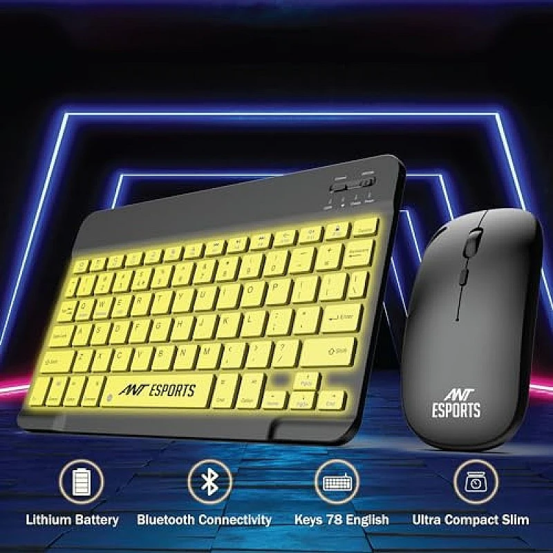 Ant Esports WKM11 Wireless Keyboard and Mouse Combo, Ultra Compact Slim Keyboard and Ergonomic Mouse for Desktop Black Cyan. Ant Esports WKM11 Wireless Keyboard and Mouse Combo, Ultra Compact Slim Keyboard and Ergonomic Mouse for Desktop Black Cyan.