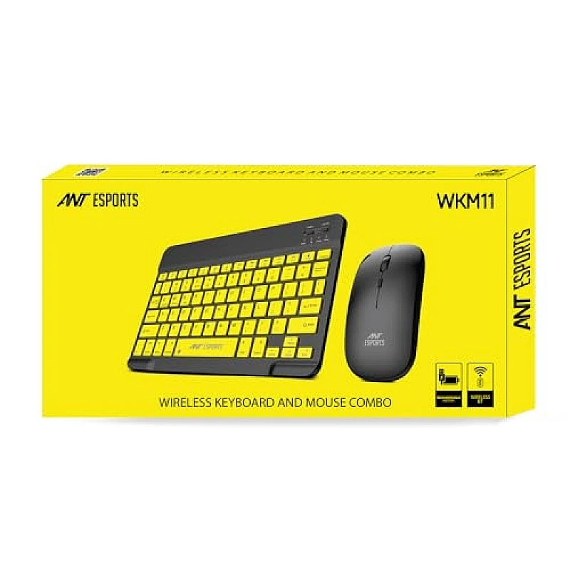 Ant Esports WKM11 Wireless Keyboard and Mouse Combo, Ultra Compact Slim Keyboard and Ergonomic Mouse for Desktop Black Cyan. Ant Esports WKM11 Wireless Keyboard and Mouse Combo, Ultra Compact Slim Keyboard and Ergonomic Mouse for Desktop Black Cyan.