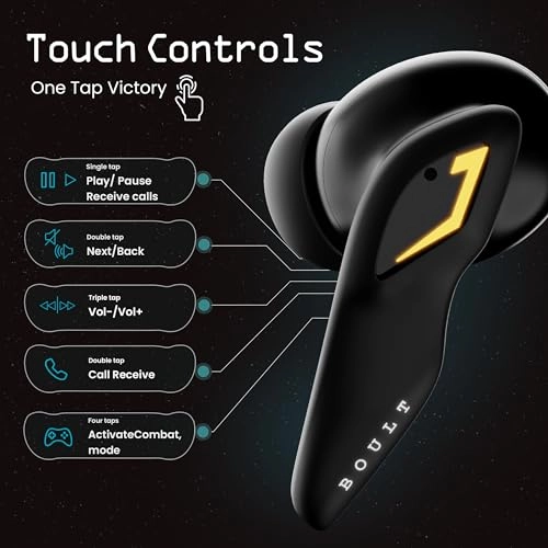 Boult Newly Launched Audio Astra True Wireless in Ear Earbuds with 48H Playtime, 4 Mics ENC, 45ms Low Latency Gaming, Breathing LEDs Black Gloss