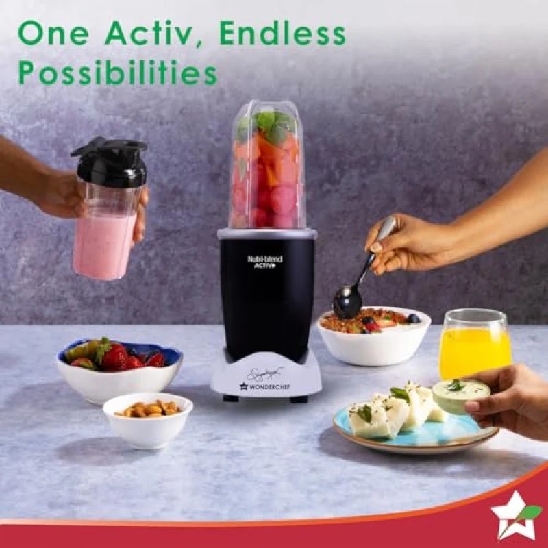 Wonderchef Nutri-blend Activ Mixer Grinder Blender, Smoothie Maker, 500W Black Wonderchef Nutri-blend Activ Mixer Grinder Blender, Smoothie Maker, 500W Black