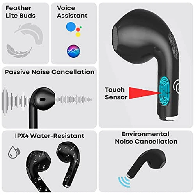 pTron Bassbuds Revv in-Ear TWS Earbuds with Mic, AI-ENC Calling, 50ms Low Latency 28Hrs Playtime Jet Black pTron Bassbuds Revv in-Ear TWS Earbuds with Mic, AI-ENC Calling, 50ms Low Latency 28Hrs Playtime Jet Black