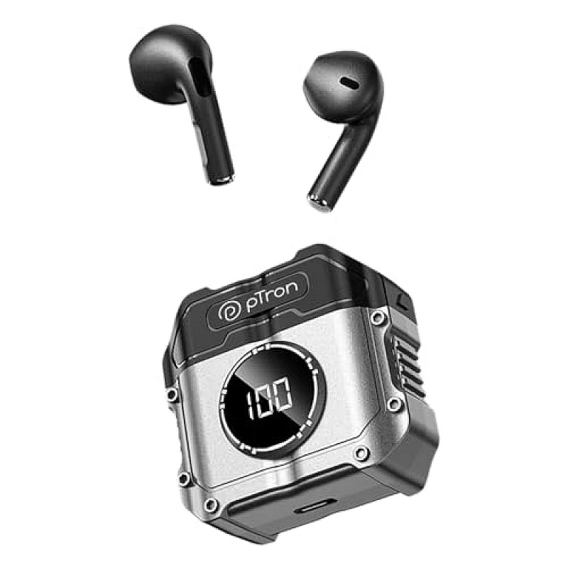 pTron Bassbuds Revv in-Ear TWS Earbuds with Mic, AI-ENC Calling, 50ms Low Latency 28Hrs Playtime Jet Black pTron Bassbuds Revv in-Ear TWS Earbuds with Mic, AI-ENC Calling, 50ms Low Latency 28Hrs Playtime Jet Black