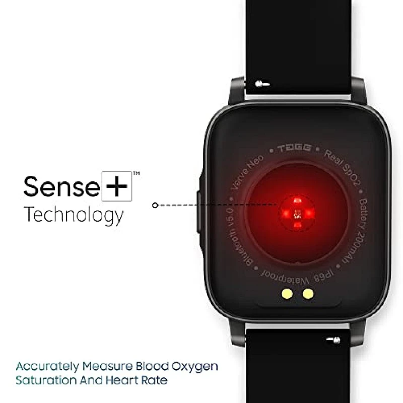 TAGG Verve NEO Smartwatch 1.69" HD Display | 60+ Sports Modes | 10 Days Battery | 150+ Maximum Watch Face Library | Waterproof | 24 * 7 HeartRate & Blood Oxygen Tracking Black TAGG Verve NEO Smartwatch 1.69" HD Display | 60+ Sports Modes | 10 Days Battery | 150+ Maximum Watch Face Library | Waterproof | 24 * 7 HeartRate & Blood Oxygen Tracking Black