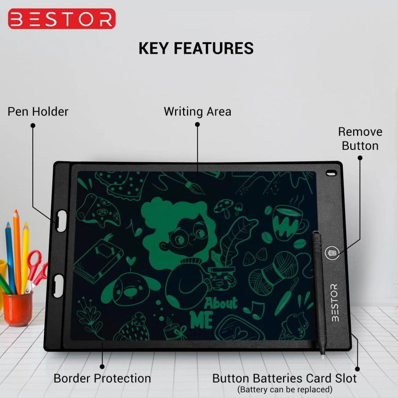 BESTOR® Portable Ruff 12 inches LCD Paperless Memo Digital Tablet Notepad E-Writer/Writing/Drawing Pad (Black) BESTOR® Portable Ruff 12 inches LCD Paperless Memo Digital Tablet Notepad E-Writer/Writing/Drawing Pad (Black)