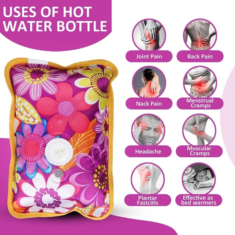 Black Olive's Hot Water Bag Electric Heating Pad Hot Bags for Pain Relief Heating Bag Hot Pack Water Bag for Pain Relief Hot Bag for Back Pain Relief Men & Women with Charging Cord (Multicolor)