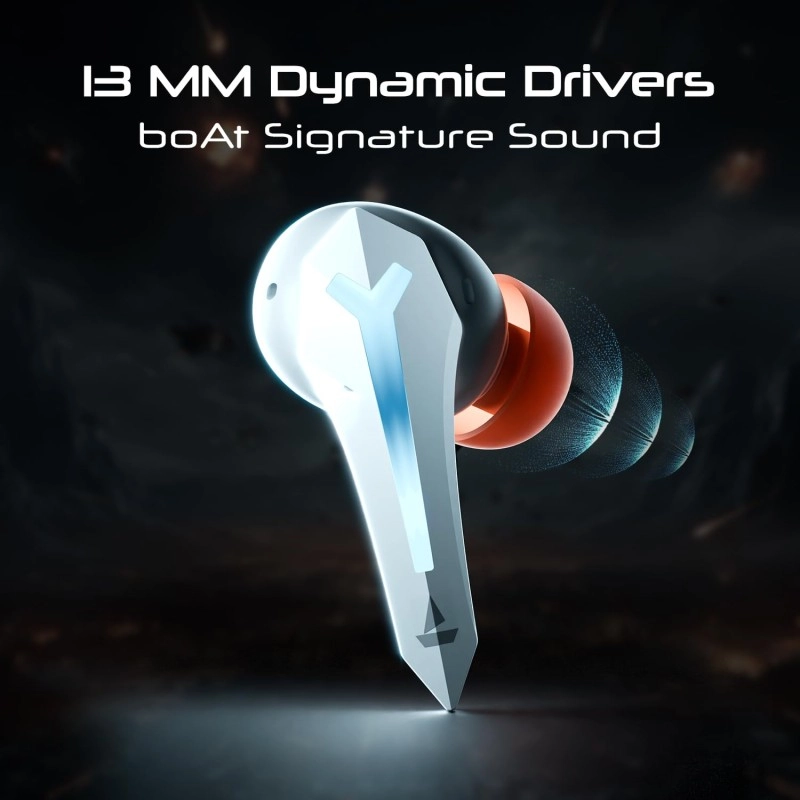 Boat Immortal 111, 40HRS Battery, 40ms Super Low Latency, RGB LEDs, 4Mics ENx Tech, Fast Charge, IPX4, v5.3 Bluetooth Earbuds, TWS Ear Buds Wireless Earphones with mic, Gaming Earbuds (Black Sabre)