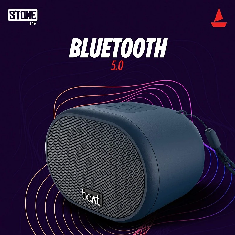 Boat Stone 149 Portable Wireless Speaker with 3W Immersive Audio, Bluetooth V5.0, Up to 6H Playback, Multiple Connectivity Modes and FM Mode (Blue) Boat Stone 149 Portable Wireless Speaker with 3W Immersive Audio, Bluetooth V5.0, Up to 6H Playback, Multiple Connectivity Modes and FM Mode (Blue)