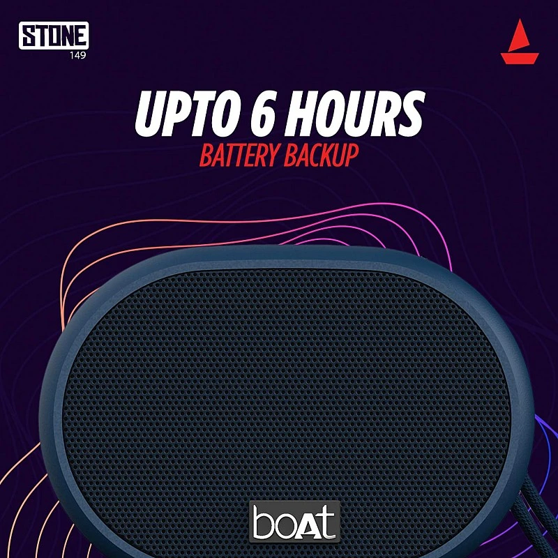 Boat Stone 149 Portable Wireless Speaker with 3W Immersive Audio, Bluetooth V5.0, Up to 6H Playback, Multiple Connectivity Modes and FM Mode (Blue) Boat Stone 149 Portable Wireless Speaker with 3W Immersive Audio, Bluetooth V5.0, Up to 6H Playback, Multiple Connectivity Modes and FM Mode (Blue)
