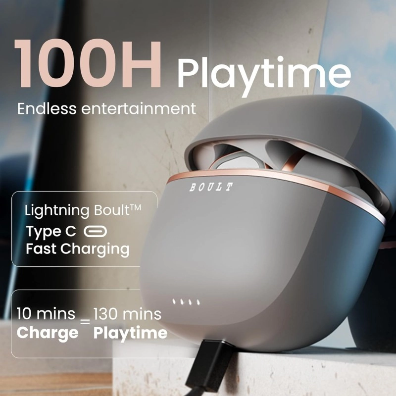 Boult Audio Curve Buds Pro with 100H Playtime, 4 Mics Clear Calling, 40ms Low Latency Gaming, Made in India, Equalizer Modes, Bluetooth 5.3 Blink & Pair™ True Wireless in Ear Earbuds (Beach Rose)