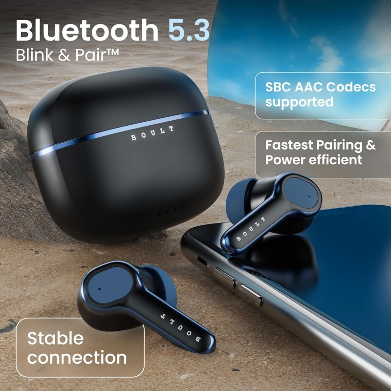 Boult Audio Curve Buds Pro with 100H Playtime, 4 Mics Clear Calling, 40ms Low Latency Gaming, Made in India, Equalizer Modes, Bluetooth 5.3 Blink & Pair™ True Wireless in Ear Earbuds (Beach Rose)