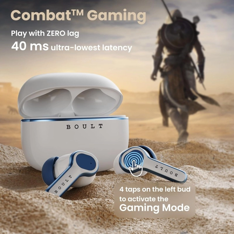 Boult Audio Curve Buds Pro with 100H Playtime, 4 Mics Clear Calling, 40ms Low Latency Gaming, Made in India, Equalizer Modes, Bluetooth 5.3 Blink & Pair™ True Wireless in Ear Earbuds (Beach Rose)