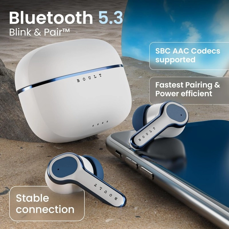 Boult Audio Curve Buds Pro with 100H Playtime, 4 Mics Clear Calling, 40ms Low Latency Gaming, Made in India, Equalizer Modes, Bluetooth 5.3 Blink & Pair™ True Wireless in Ear Earbuds (Beach Rose)
