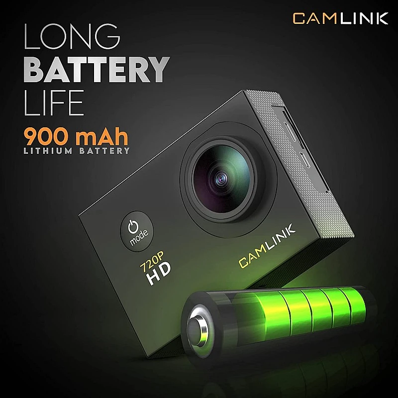 CAMLINK CL-AC11 720P Optical 12MP HD Action Camera Wide Angle Camcorder 30M Waterproof Sports Camera with Built-in Microphone, TFT LCD Screen (Black) CAMLINK CL-AC11 720P Optical 12MP HD Action Camera Wide Angle Camcorder 30M Waterproof Sports Camera with Built-in Microphone, TFT LCD Screen (Black)