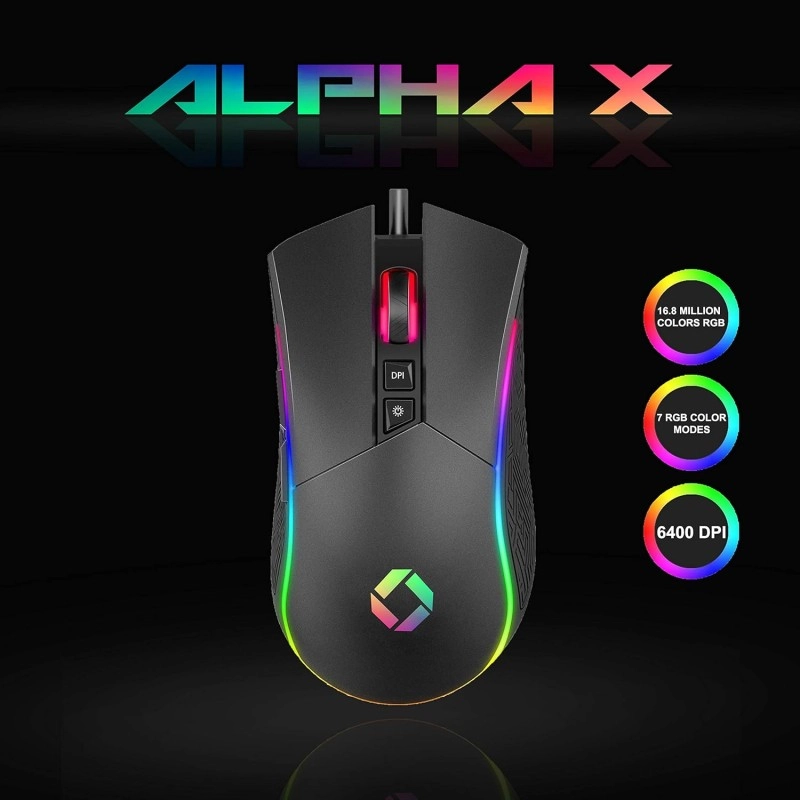 CHIPTRONEX Alpha X RGB Wired Gaming Mouse 6400 DPI 7 Programmable Button & Breathing Light Ergonomic Design USB Computer Mice Desktop Laptop PC Gaming CHIPTRONEX Alpha X RGB Wired Gaming Mouse 6400 DPI 7 Programmable Button & Breathing Light Ergonomic Design USB Computer Mice Desktop Laptop PC Gaming
