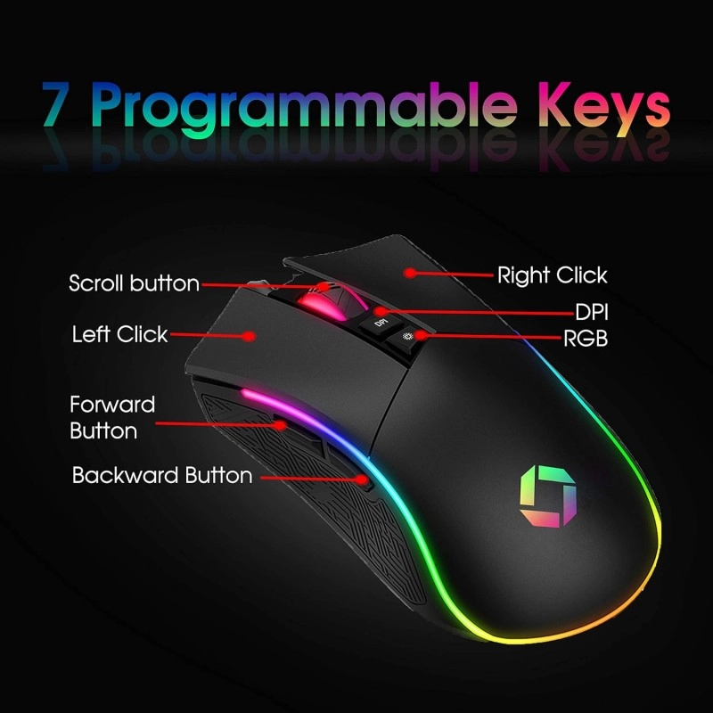 CHIPTRONEX Alpha X RGB Wired Gaming Mouse 6400 DPI 7 Programmable Button & Breathing Light Ergonomic Design USB Computer Mice Desktop Laptop PC Gaming CHIPTRONEX Alpha X RGB Wired Gaming Mouse 6400 DPI 7 Programmable Button & Breathing Light Ergonomic Design USB Computer Mice Desktop Laptop PC Gaming