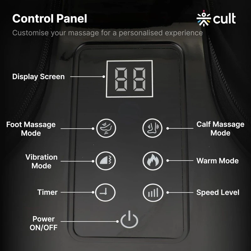CULT ZEN Foot & calf massager with Air Compression, Vibration & Warm Therapy, Pain Relief, Improves Blood Circulation, Suitable for Home usage CULT ZEN Foot & calf massager with Air Compression, Vibration & Warm Therapy, Pain Relief, Improves Blood Circulation, Suitable for Home usage