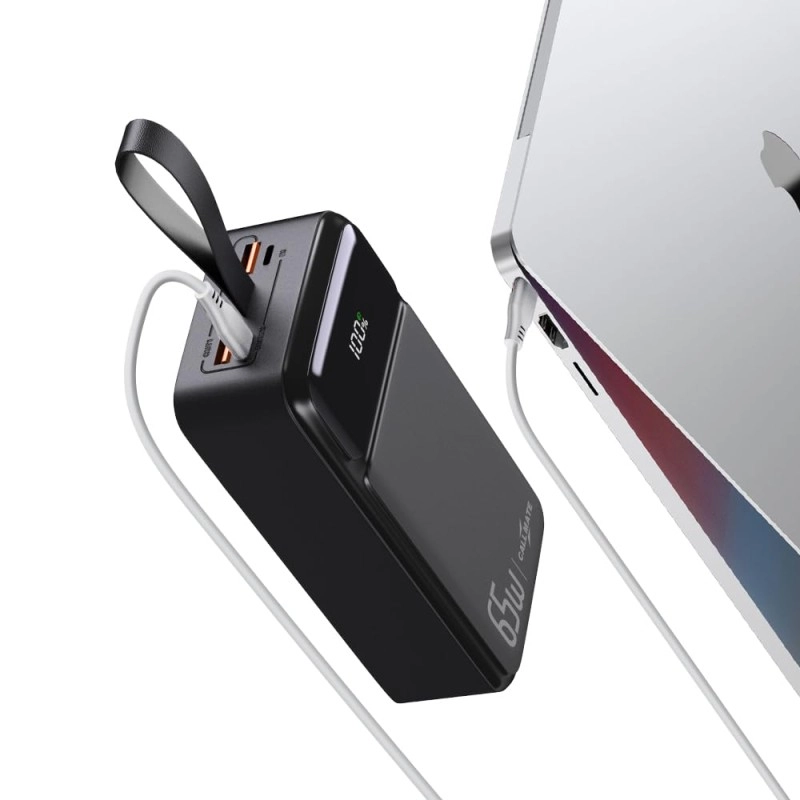 Callmate 65W Fast Charging Powerbank with 30000 mAh for MacBook, Type C Laptop & Mobile Charging | 3 Output & 2 Input (65 W, Fast Charging, Power Delivery 3.0, Quick Charge) (Black, Lithium Polymer) Callmate 65W Fast Charging Powerbank with 30000 mAh for MacBook, Type C Laptop & Mobile Charging | 3 Output & 2 Input (65 W, Fast Charging, Power Delivery 3.0, Quick Charge) (Black, Lithium Polymer)