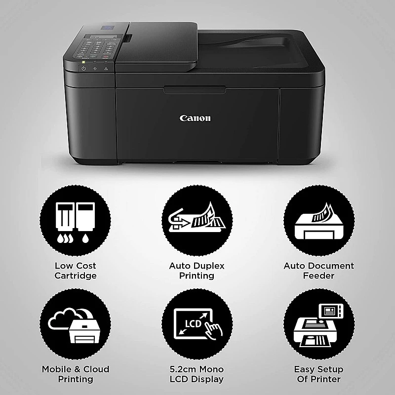 Canon E4570 All-in-One Wi-Fi Ink Efficient Colour Printer with FAX/ADF/Duplex Printing (Black) Canon E4570 All-in-One Wi-Fi Ink Efficient Colour Printer with FAX/ADF/Duplex Printing (Black)