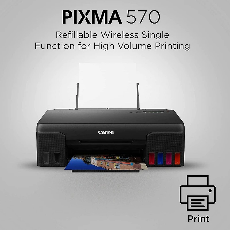 Canon PIXMA G570 Single Function (Print only) 6-Colour Inktank Wi-Fi Photo Printer, Black, Standard Canon PIXMA G570 Single Function (Print only) 6-Colour Inktank Wi-Fi Photo Printer, Black, Standard