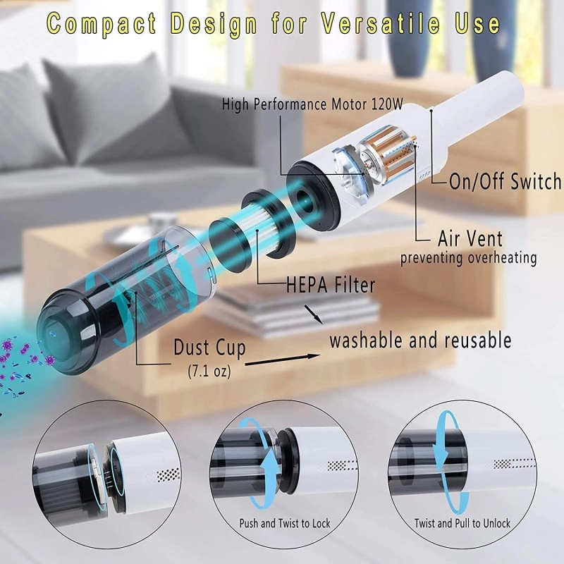 Car Vacuum Powerful Portable & High Power 12V Car Handheld Vacuum Cleaner for Car and Home   Vaccum Cleaner White Wirless Car Vacuum (Aysis Orange)