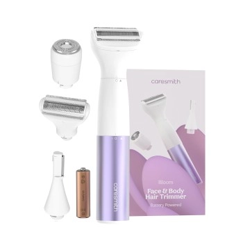 Caresmith Bloom 4 in 1 Face & Body Hair Trimmer for Women|3 Heads - Bikini Shaver, Face & Eyebrow Trimmer, Full Body, Nose and Ear, Hair Removal Machine |Women, Purple