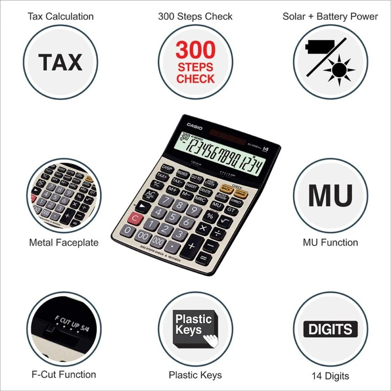 Casio DJ-220D Plus 300 Steps Check & Correct Premium Basic Calculator with Metallic Faceplate & Bigger Screen/Keys (12 Digit), Silver and Black Casio DJ-220D Plus 300 Steps Check & Correct Premium Basic Calculator with Metallic Faceplate & Bigger Screen/Keys (12 Digit), Silver and Black
