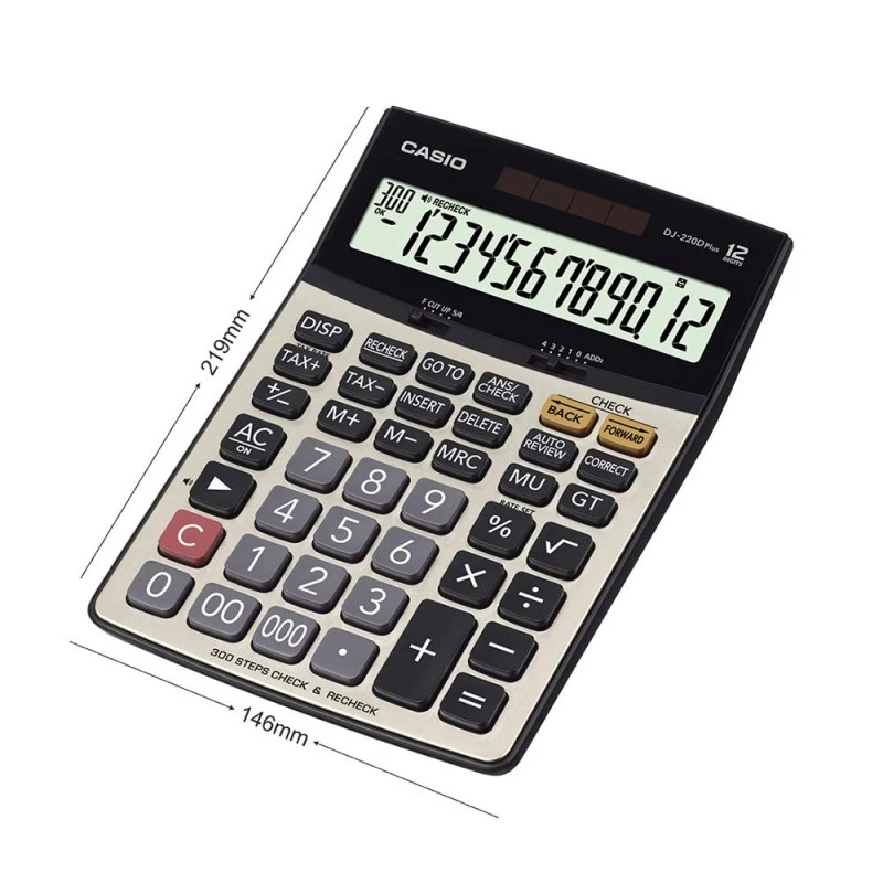 Casio DJ-220D Plus 300 Steps Check & Correct Premium Basic Calculator with Metallic Faceplate & Bigger Screen/Keys (12 Digit), Silver and Black Casio DJ-220D Plus 300 Steps Check & Correct Premium Basic Calculator with Metallic Faceplate & Bigger Screen/Keys (12 Digit), Silver and Black