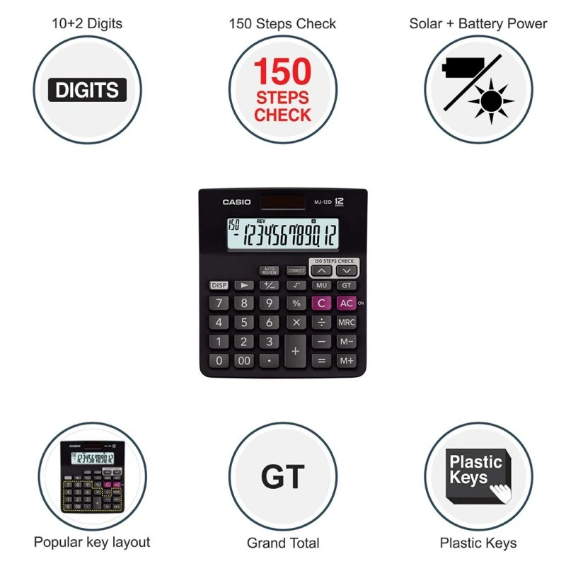 Casio DJ-220D Plus 300 Steps Check & Correct Premium Basic Calculator with Metallic Faceplate & Bigger Screen/Keys (12 Digit), Silver and Black Casio DJ-220D Plus 300 Steps Check & Correct Premium Basic Calculator with Metallic Faceplate & Bigger Screen/Keys (12 Digit), Silver and Black