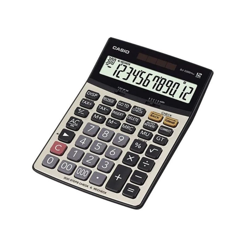 Casio DJ-220D Plus 300 Steps Check & Correct Premium Basic Calculator with Metallic Faceplate & Bigger Screen/Keys (12 Digit), Silver and Black Casio DJ-220D Plus 300 Steps Check & Correct Premium Basic Calculator with Metallic Faceplate & Bigger Screen/Keys (12 Digit), Silver and Black