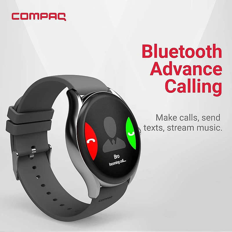 Compaq Q Watch Balance Series with HD Display| BT Calling| Instant Messaging Notification| Blood Pressure Monitoring| Heart Rate Monitoring| Smartwatch (Gray) Compaq Q Watch Balance Series with HD Display| BT Calling| Instant Messaging Notification| Blood Pressure Monitoring| Heart Rate Monitoring| Smartwatch (Gray)