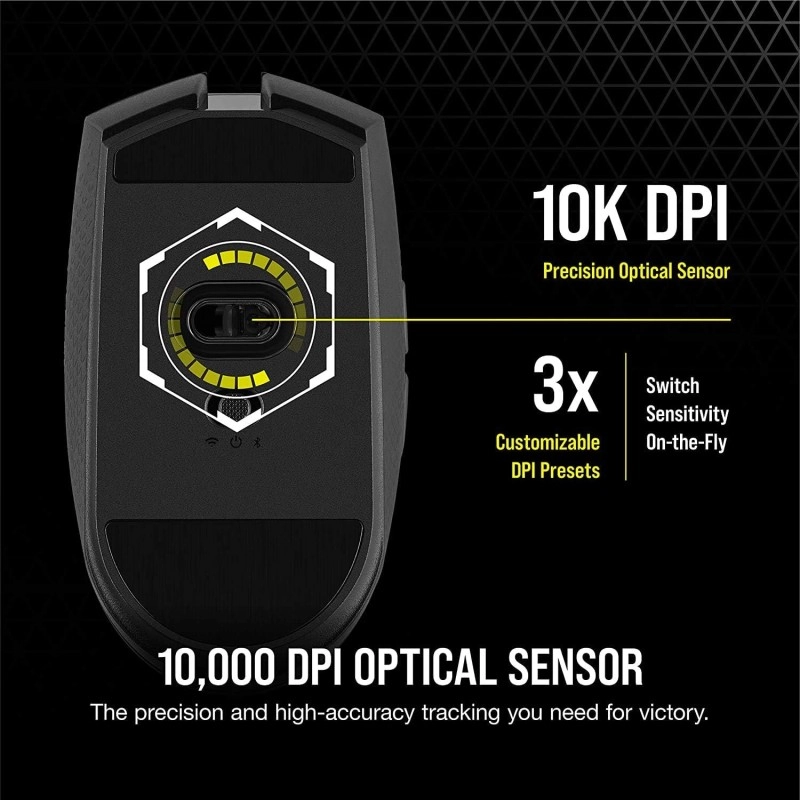 Corsair Katar Pro Wireless, Lightweight FPS/MOBA Bluetooth, Wi-Fi Gaming Mouse with Slipstream Technology, Compact Symmetric Shape, 10000 DPI (Black)