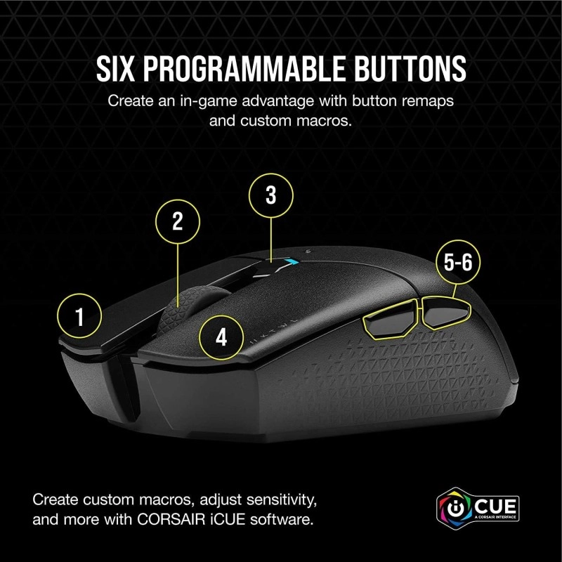 Corsair Katar Pro Wireless, Lightweight FPS/MOBA Bluetooth, Wi-Fi Gaming Mouse with Slipstream Technology, Compact Symmetric Shape, 10000 DPI (Black)