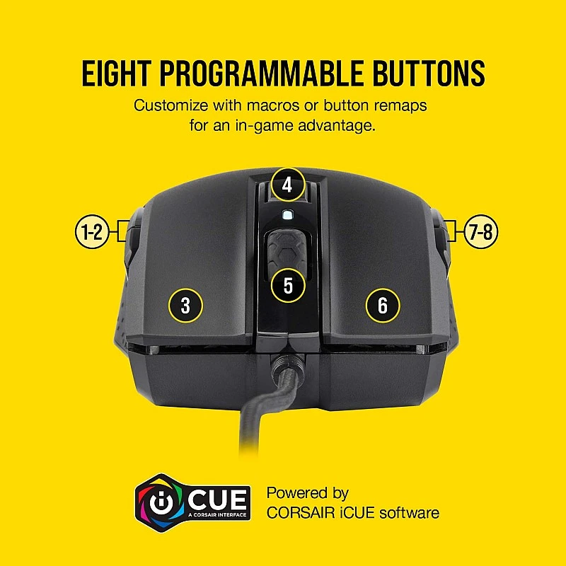 Corsair M55 RGB Pro Ambidextrous Gaming Mouse,12400 DPI Adjustable Sensor-Black Corsair M55 RGB Pro Ambidextrous Gaming Mouse,12400 DPI Adjustable Sensor-Black