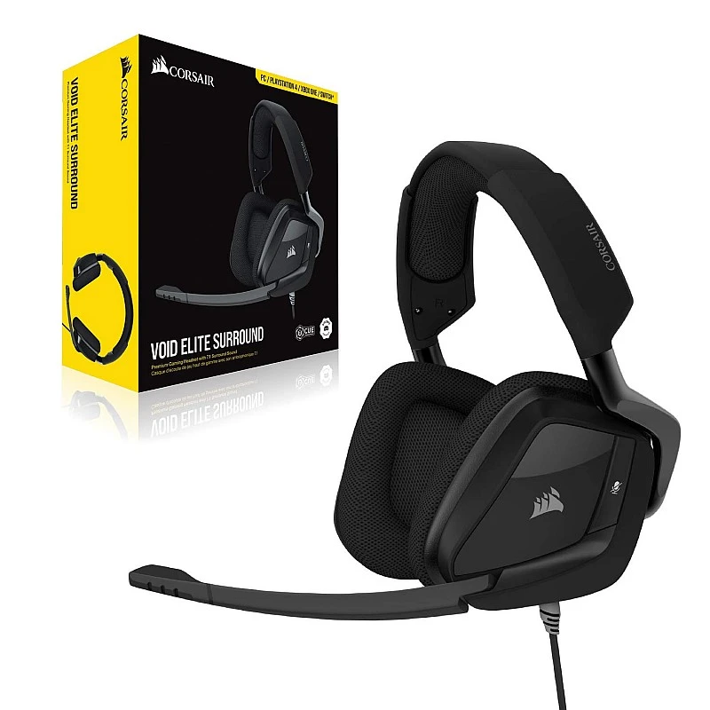 Corsair VOID Elite Surround Wired On Ear Premium Gaming Headset with Mic (Carbon) Corsair VOID Elite Surround Wired On Ear Premium Gaming Headset with Mic (Carbon)
