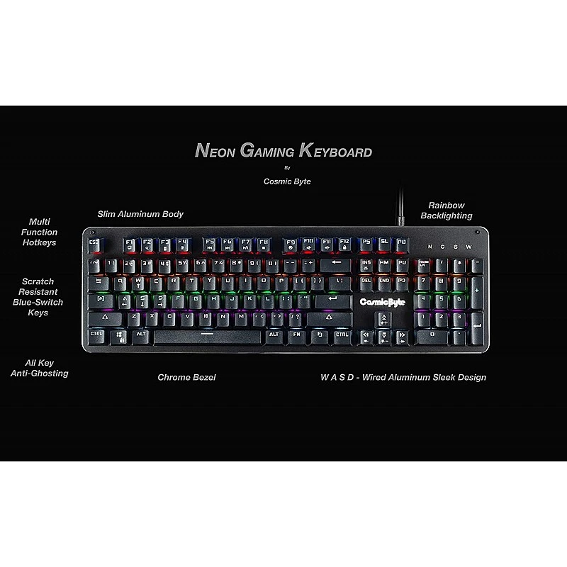 Cosmic Byte CB-GK-12 Neon Rainbow Mechanical Keyboard with Blue Switch Cosmic Byte CB-GK-12 Neon Rainbow Mechanical Keyboard with Blue Switch