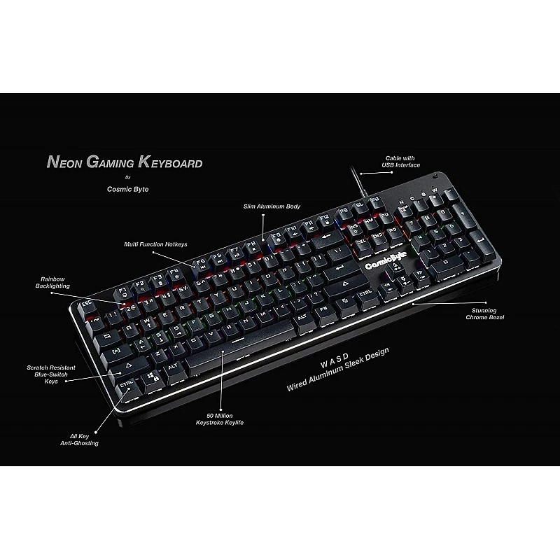 Cosmic Byte CB-GK-12 Neon Rainbow Mechanical Keyboard with Blue Switch Cosmic Byte CB-GK-12 Neon Rainbow Mechanical Keyboard with Blue Switch