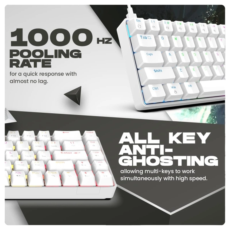 Cosmic Byte CB-GK-36 Artemis 68Key Per Key RGB Wired Mechanical Keyboard with Outemu Swappable Blue Switches and Software (White)