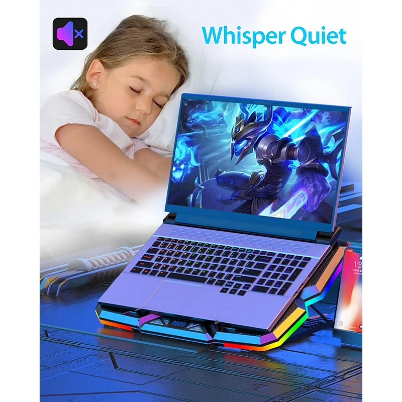 Cosmic Byte Cyclone RGB Laptop Cooling Pad with 5 Fan Adjustable Speed USB Hub Black-Blue Cosmic Byte Cyclone RGB Laptop Cooling Pad with 5 Fan Adjustable Speed USB Hub Black-Blue
