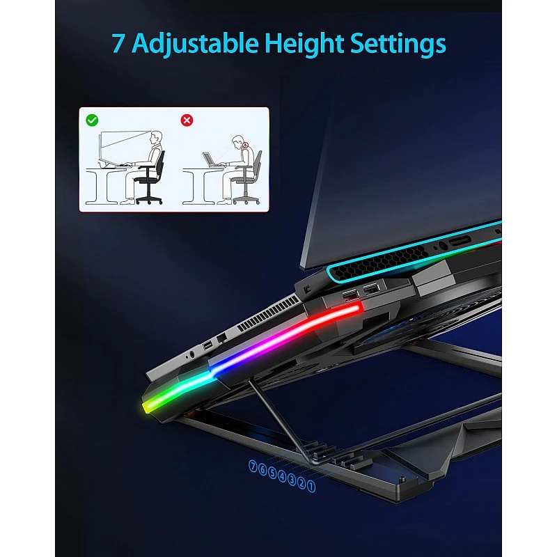 Cosmic Byte Cyclone RGB Laptop Cooling Pad with 5 Fan Adjustable Speed USB Hub Black-Blue Cosmic Byte Cyclone RGB Laptop Cooling Pad with 5 Fan Adjustable Speed USB Hub Black-Blue