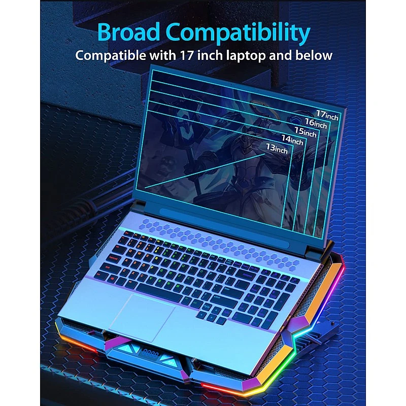 Cosmic Byte Cyclone RGB Laptop Cooling Pad with 5 Fan Adjustable Speed USB Hub Black-Blue Cosmic Byte Cyclone RGB Laptop Cooling Pad with 5 Fan Adjustable Speed USB Hub Black-Blue