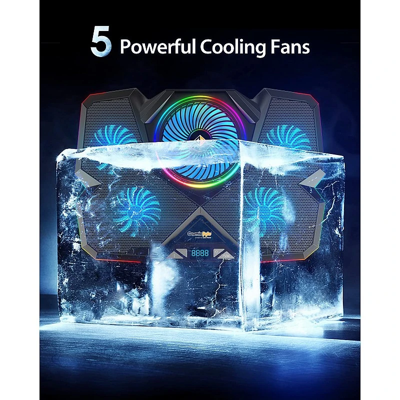 Cosmic Byte Cyclone RGB Laptop Cooling Pad with 5 Fan Adjustable Speed USB Hub Black-Blue Cosmic Byte Cyclone RGB Laptop Cooling Pad with 5 Fan Adjustable Speed USB Hub Black-Blue