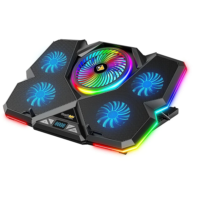 Cosmic Byte Cyclone RGB Laptop Cooling Pad with 5 Fan Adjustable Speed USB Hub Black-Blue Cosmic Byte Cyclone RGB Laptop Cooling Pad with 5 Fan Adjustable Speed USB Hub Black-Blue