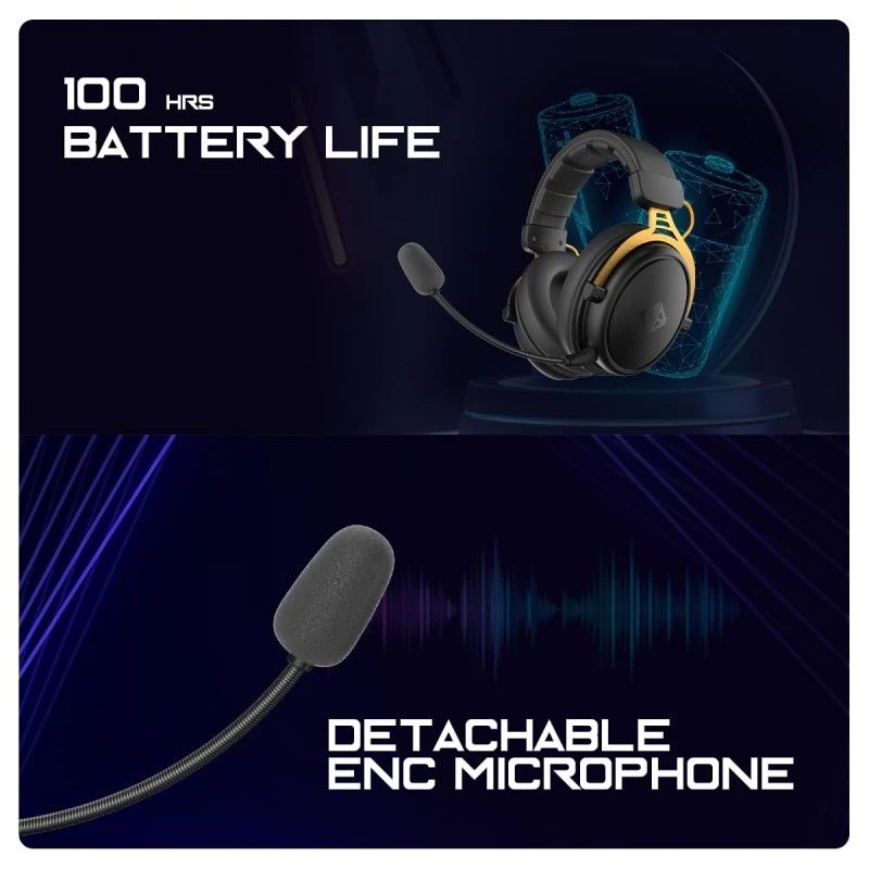 Cosmic Byte Hades 2.4Ghz Wireless + Bluetooth Headphone, Dual Mode, 20ms Latency, 100Hrs Battery Life, 53mm Driver, ENC Microphone (Black) Cosmic Byte Hades 2.4Ghz Wireless + Bluetooth Headphone, Dual Mode, 20ms Latency, 100Hrs Battery Life, 53mm Driver, ENC Microphone (Black)