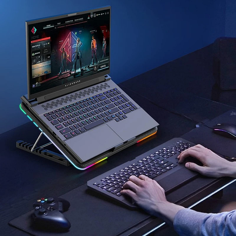 Cosmic Byte Hydroid RGB Cooling Pad with 6 Fans 60mm Fan Size Mobile Holder 7 Levels Height Adjustment, Up to 15 Laptops (Black) Cosmic Byte Hydroid RGB Cooling Pad with 6 Fans 60mm Fan Size Mobile Holder 7 Levels Height Adjustment, Up to 15 Laptops (Black)