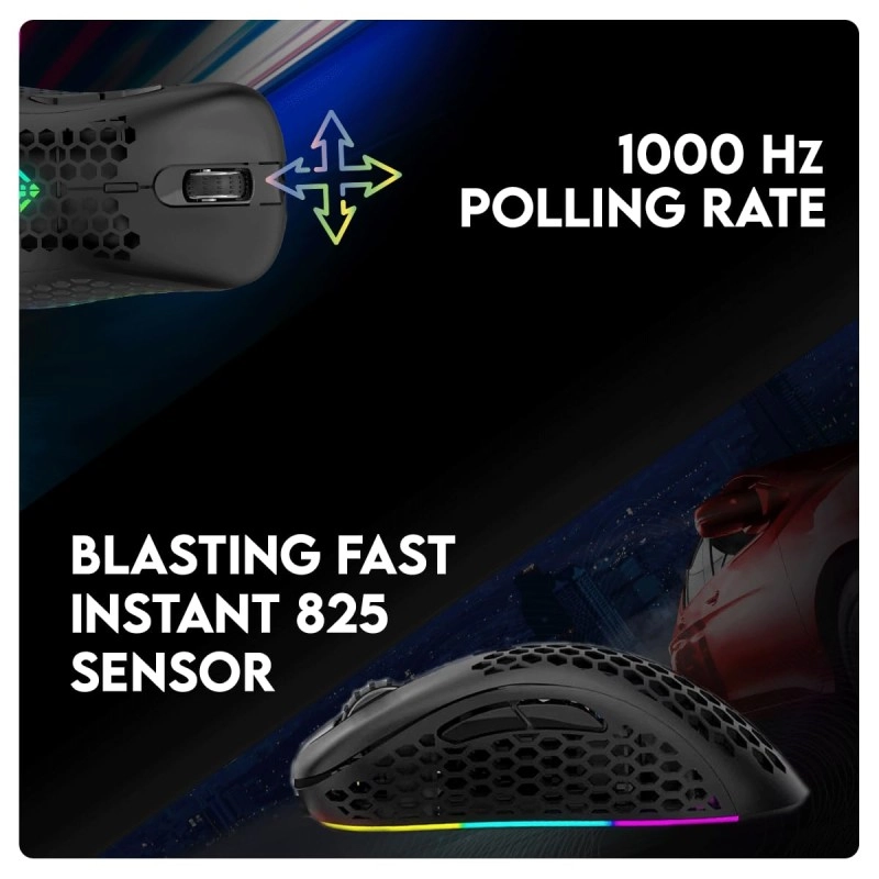 Cosmic Byte Spectrum RGB Wired Gaming Mouse, 66grams, 12800DPI, 1000Hz Polling, 10M Switches, Software Support (Black)