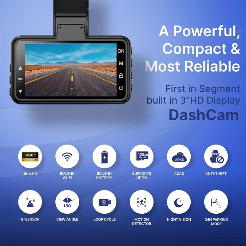 Crossbeats RoadEye Dash Cam| WiFi & APP | Full HD 1080P with 150° Wide Angle| Car Camera| Large 3" Screen Dashcam with Night Vision | G-Sensor | Loop Recording| Parking Monitor| Motion Detection|ADAS Crossbeats RoadEye Dash Cam| WiFi & APP | Full HD 1080P with 150° Wide Angle| Car Camera| Large 3" Screen Dashcam with Night Vision | G-Sensor | Loop Recording| Parking Monitor| Motion Detection|ADAS