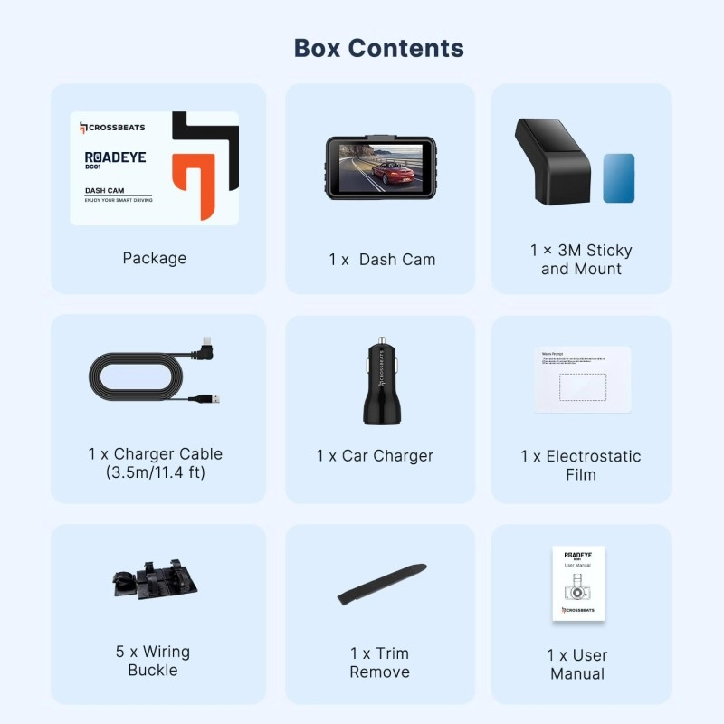 Crossbeats RoadEye Dash Cam| WiFi & APP | Full HD 1080P with 150° Wide Angle| Car Camera| Large 3" Screen Dashcam with Night Vision | G-Sensor | Loop Recording| Parking Monitor| Motion Detection|ADAS Crossbeats RoadEye Dash Cam| WiFi & APP | Full HD 1080P with 150° Wide Angle| Car Camera| Large 3" Screen Dashcam with Night Vision | G-Sensor | Loop Recording| Parking Monitor| Motion Detection|ADAS